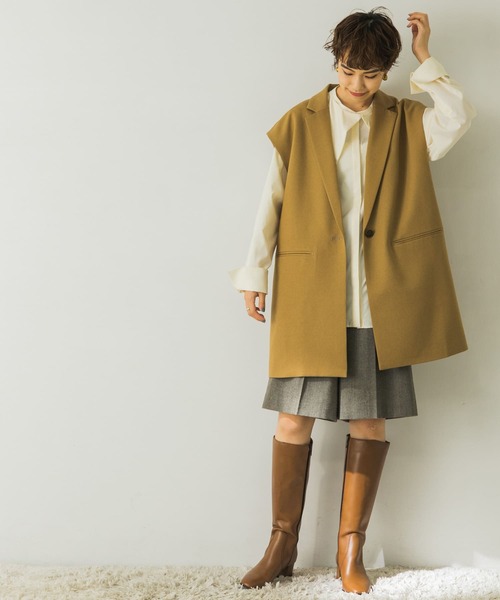 URBAN RESEARCH(アーバンリサーチ)の「ウール調合繊テーラードジレ(その他アウター・レディース・ベージュ/ブラウン・FREE)」の9枚目の写真