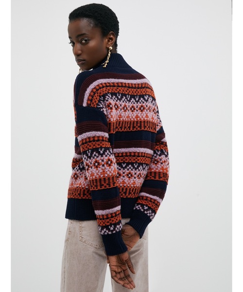 MAX&Co.（マックス アンド コー）の「MAX＆Co. [スケルモ] 3D ジャカード ニット（ニット/セーター・レディース・ネイビー・SMALL/MEDIUM/LARGE）」の4枚目の写真