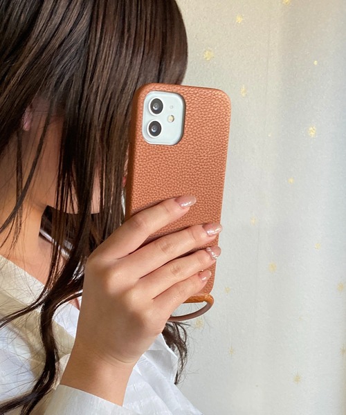 セール】フェイクレザー スマホショルダー 紐付きスマホカバー