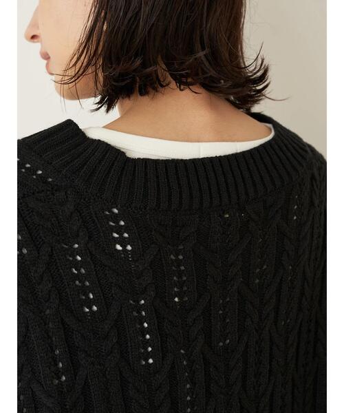 earth music&ecology（アースミュージックアンドエコロジー）の「透かし編ニットベスト ＊（ベスト・レディース・アイボリー/ブラック/ブラウン・FREE）」の21枚目の写真