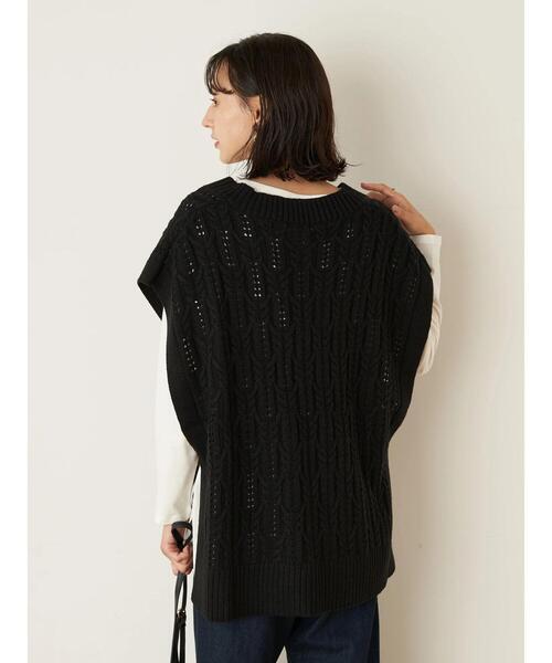 earth music&ecology（アースミュージックアンドエコロジー）の「透かし編ニットベスト ＊（ベスト・レディース・アイボリー/ブラック/ブラウン・FREE）」の22枚目の写真