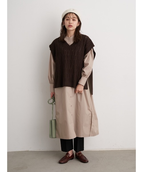 earth music&ecology（アースミュージックアンドエコロジー）の「透かし編ニットベスト ＊（ベスト・レディース・アイボリー/ブラック/ブラウン・FREE）」の13枚目の写真