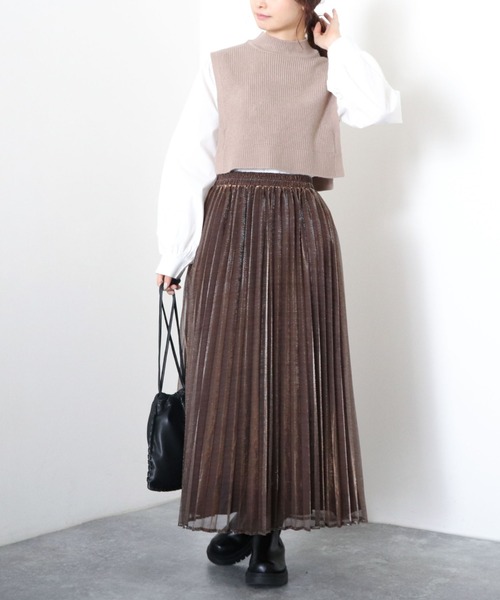 セール】【web限定item】ニットベスト×チュニックブラウスSET