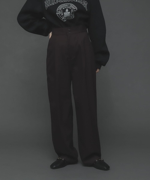 SENSE OF PLACE by URBAN RESEARCH(センスオブプレイスバイアーバンリサーチ)の「ハイウエストタックストレートパンツ(その他パンツ・レディース・アイボリー/ブラウン/ブラック・SMALL/MEDIUM/LARGE)」の3枚目の写真