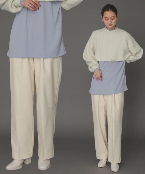 SENSE OF PLACE by URBAN RESEARCH(センスオブプレイスバイアーバンリサーチ)の「ハイウエストタックストレートパンツ(その他パンツ・レディース・アイボリー/ブラウン/ブラック・SMALL/MEDIUM/LARGE)」の2枚目の写真