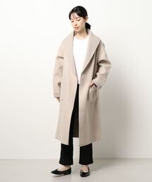NICOLE white | ニットダブルフェイス・ボタンレスコート(その他アウター)