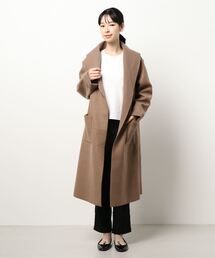 NICOLE white | ニットダブルフェイス・ボタンレスコート(その他アウター)