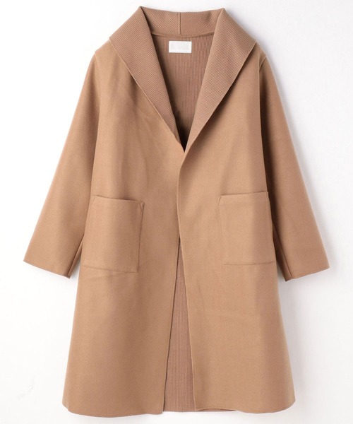 NICOLE white（ニコルホワイト）の「ニットダブルフェイス・ボタンレスコート（その他アウター・レディース・アイボリー/ブラック/モカ・FREE）」の7枚目の写真