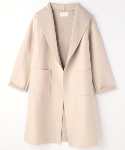 NICOLE white（ニコルホワイト）の「ニットダブルフェイス・ボタンレスコート（その他アウター・レディース・アイボリー/ブラック/モカ・FREE）」の8枚目の写真