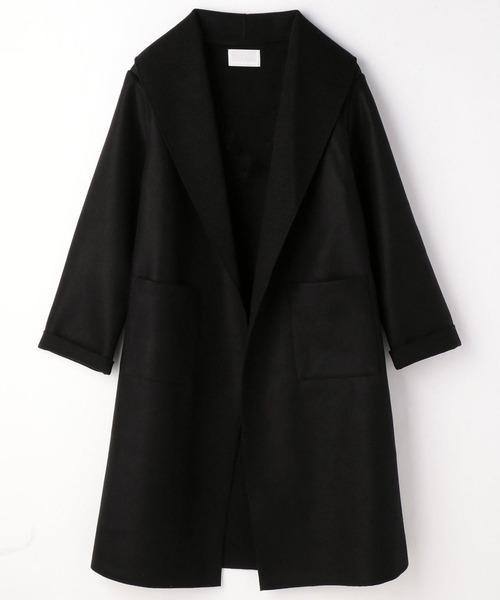 NICOLE white（ニコルホワイト）の「ニットダブルフェイス・ボタンレスコート（その他アウター・レディース・アイボリー/ブラック/モカ・FREE）」の9枚目の写真