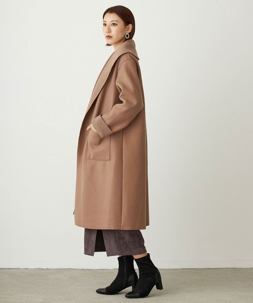 NICOLE white（ニコルホワイト）の「ニットダブルフェイス・ボタンレスコート（その他アウター・レディース・アイボリー/ブラック/モカ・FREE）」の22枚目の写真