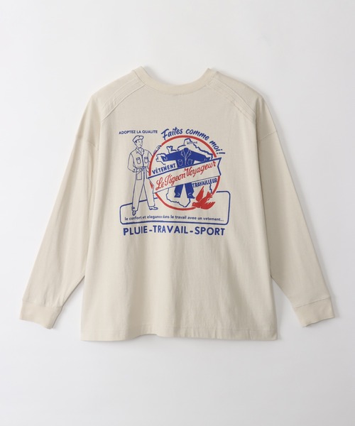 Le Pigeon Voyageur(ル ピジョン ヴォワイヤジュール)の「<Le Pigeon Voyageur>バックプリントロングTシャツ(Tシャツ/カットソー・メンズ・カーキ/ネイビー/アイボリー/ブラック・L/M/S)」の13枚目の写真