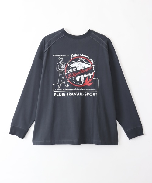 Le Pigeon Voyageur(ル ピジョン ヴォワイヤジュール)の「<Le Pigeon Voyageur>バックプリントロングTシャツ(Tシャツ/カットソー・メンズ・カーキ/ネイビー/アイボリー/ブラック・L/M/S)」の20枚目の写真