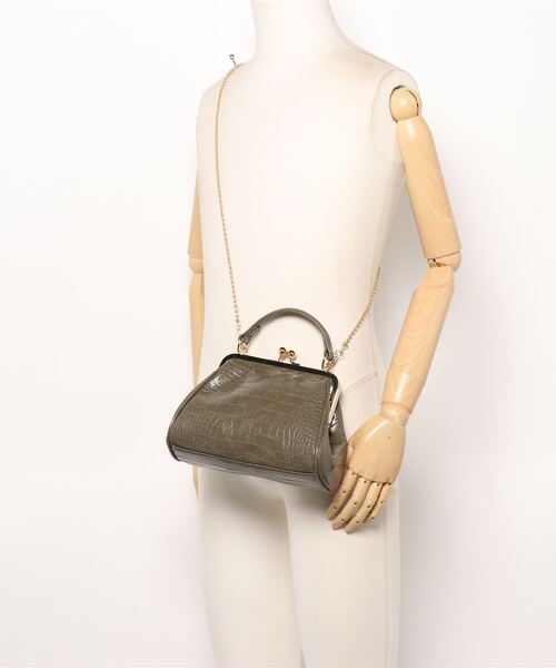 RETRO GIRL（レトロガール）の「ガマグチ2WAYハンドBAG（ハンドバッグ・レディース・ブラック/グレー系その他/グリーン系その他・FREE）」の6枚目の写真