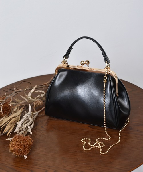 RETRO GIRL（レトロガール）の「ガマグチ2WAYハンドBAG（ハンドバッグ・レディース・ブラック/グレー系その他/グリーン系その他・FREE）」の2枚目の写真