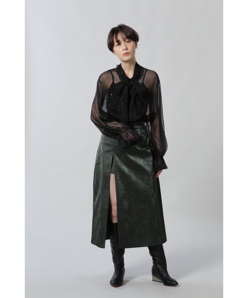 GHOSPELL(ゴスペル)の「(GHOSPELL)Slate Lagoon Midi Skirt(スカート・レディース・グリーン・SMALL)」の4枚目の写真