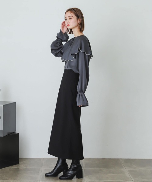 SENSE OF PLACE by URBAN RESEARCH（センスオブプレイスバイアーバンリサーチ）の「フリルカラーブラウス（シャツ/ブラウス・レディース・チャコールグレー/アイボリー/キャメル・ONE）」の18枚目の写真