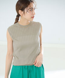 SLOANE / 18G ワイドリブ シルク ノースリーブニット