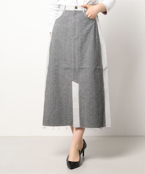 Q（キュー）の「バイカラーツイルロングスカート（スカート・レディース・アイボリー/ブラック・MEDIUM）」の12枚目の写真