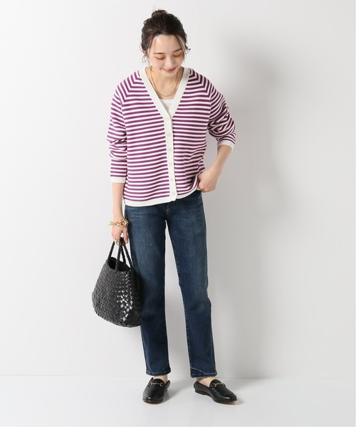 plage（プラージュ）の「MINIボーダーVカーディガン◆（カーディガン/ボレロ・レディース・パープル/ネイビー・FREE）」の7枚目の写真