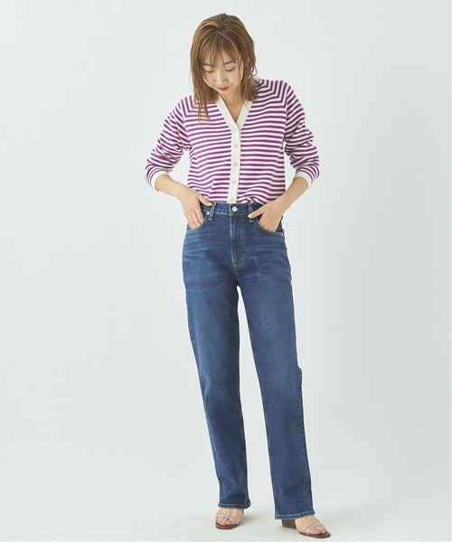 plage（プラージュ）の「MINIボーダーVカーディガン◆（カーディガン/ボレロ・レディース・パープル/ネイビー・FREE）」の6枚目の写真