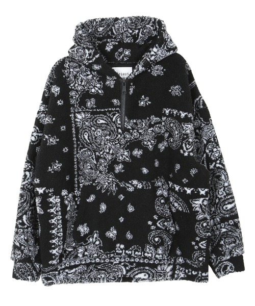 jiggys shop（ジギーズショップ）の「TYGHUS(タイガス) バンダナ柄ボアハーフZIPパーカー（パーカー・メンズ・ホワイト/ブラック・FREE）」の7枚目の写真