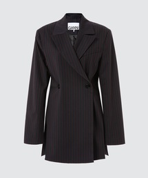 ganni テーラードジャケット Black Black Solid Twill Suiting Blazer | GANNI US