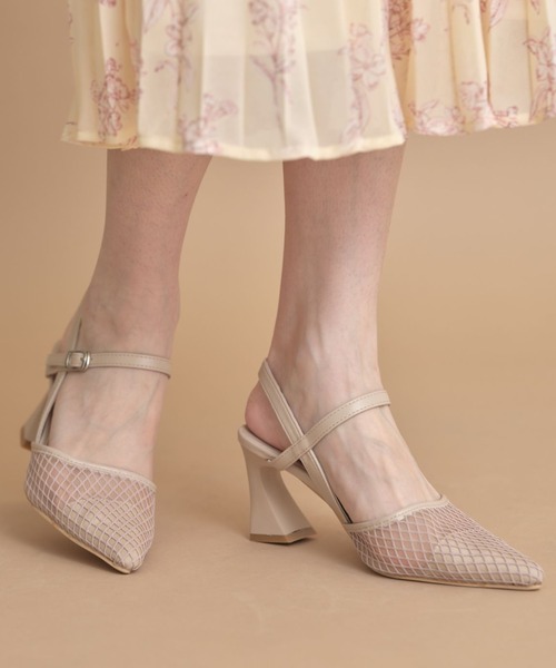 tocco closet（トッコ　クローゼット）の「ストラップ付きチュールメッシュサンダル（サンダル・レディース・ブラック/ベージュ/ホワイト・L/M/S/LL）」の3枚目の写真