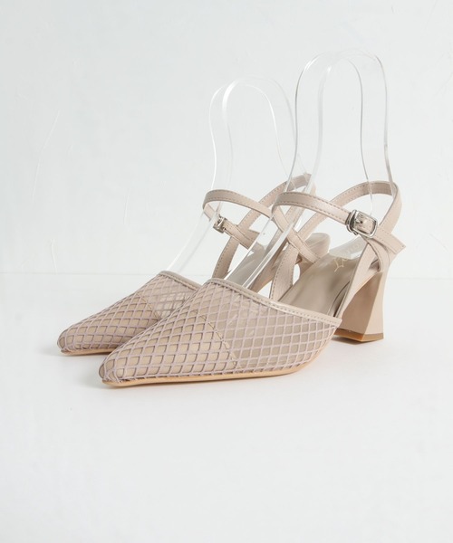 tocco closet（トッコ　クローゼット）の「ストラップ付きチュールメッシュサンダル（サンダル・レディース・ブラック/ベージュ/ホワイト・L/M/S/LL）」の14枚目の写真