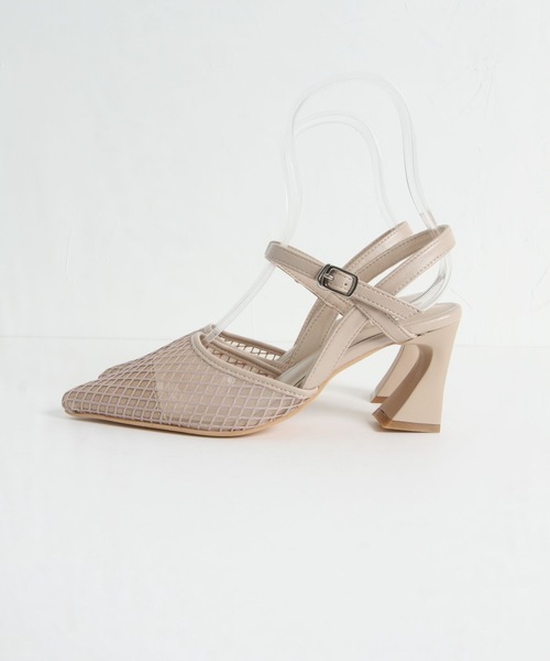 tocco closet（トッコ　クローゼット）の「ストラップ付きチュールメッシュサンダル（サンダル・レディース・ブラック/ベージュ/ホワイト・L/M/S/LL）」の6枚目の写真