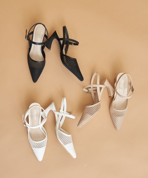 tocco closet（トッコ　クローゼット）の「ストラップ付きチュールメッシュサンダル（サンダル・レディース・ブラック/ベージュ/ホワイト・L/M/S/LL）」の16枚目の写真