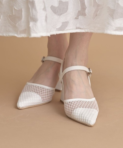 tocco closet（トッコ　クローゼット）の「ストラップ付きチュールメッシュサンダル（サンダル・レディース・ブラック/ベージュ/ホワイト・L/M/S/LL）」の17枚目の写真