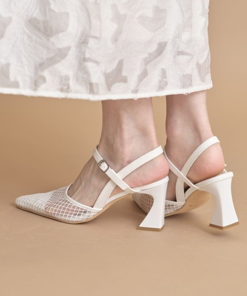 tocco closet（トッコ　クローゼット）の「ストラップ付きチュールメッシュサンダル（サンダル・レディース・ブラック/ベージュ/ホワイト・L/M/S/LL）」の20枚目の写真