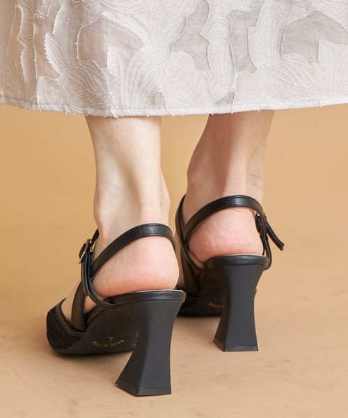 tocco closet（トッコ　クローゼット）の「ストラップ付きチュールメッシュサンダル（サンダル・レディース・ブラック/ベージュ/ホワイト・L/M/S/LL）」の7枚目の写真