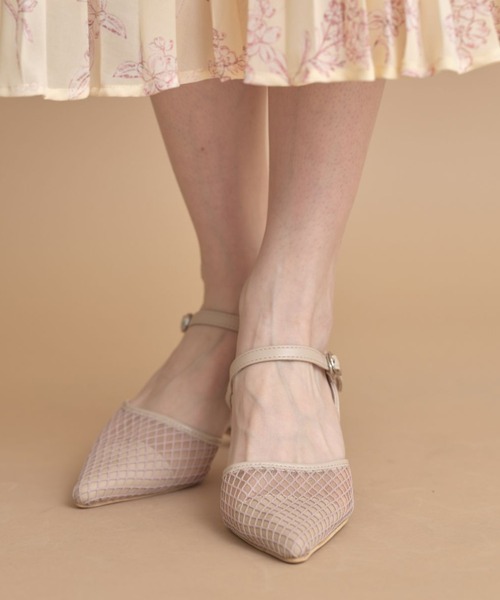 tocco closet（トッコ　クローゼット）の「ストラップ付きチュールメッシュサンダル（サンダル・レディース・ブラック/ベージュ/ホワイト・L/M/S/LL）」の15枚目の写真