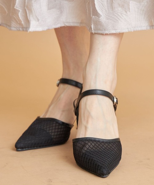 tocco closet（トッコ　クローゼット）の「ストラップ付きチュールメッシュサンダル（サンダル・レディース・ブラック/ベージュ/ホワイト・L/M/S/LL）」の10枚目の写真