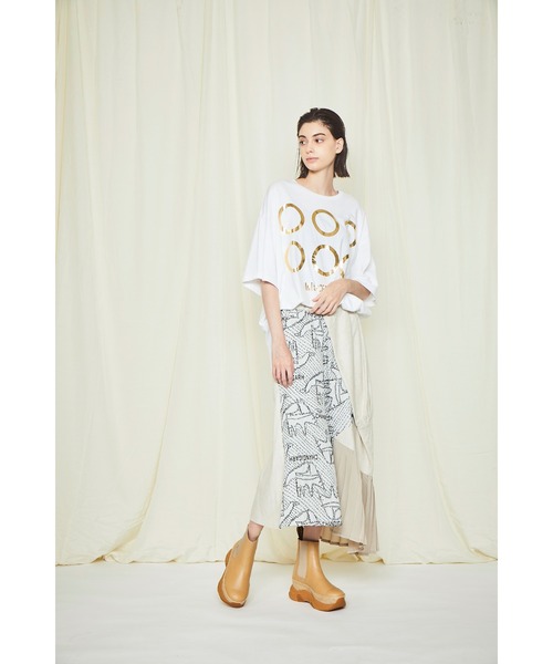 gomme（ゴム）の「24/-天竺　サイドスリットＴ（Tシャツ/カットソー・レディース・ホワイト/ブラック/ベージュ/トップグレー・MEDIUM）」の5枚目の写真