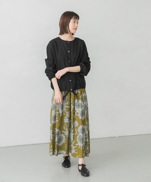かぐれ（カグレ）の「フラワープリントフレアスカート（スカート・レディース・オリーブ/ミント・FREE）」の12枚目の写真