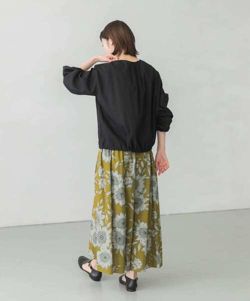 かぐれ（カグレ）の「フラワープリントフレアスカート（スカート・レディース・オリーブ/ミント・FREE）」の6枚目の写真