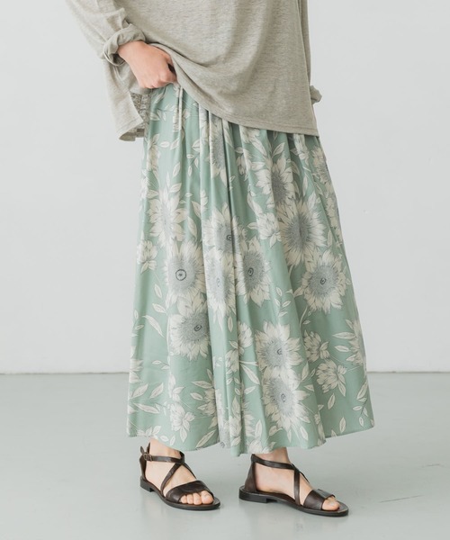 かぐれ（カグレ）の「フラワープリントフレアスカート（スカート・レディース・オリーブ/ミント・FREE）」の18枚目の写真