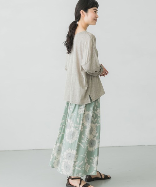 かぐれ（カグレ）の「フラワープリントフレアスカート（スカート・レディース・オリーブ/ミント・FREE）」の16枚目の写真