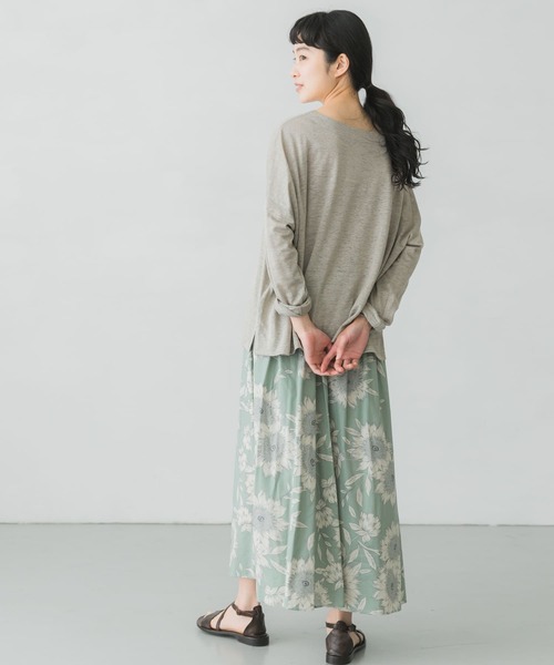 かぐれ（カグレ）の「フラワープリントフレアスカート（スカート・レディース・オリーブ/ミント・FREE）」の13枚目の写真
