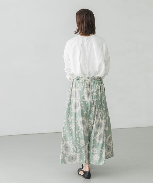 かぐれ（カグレ）の「フラワープリントフレアスカート（スカート・レディース・オリーブ/ミント・FREE）」の8枚目の写真