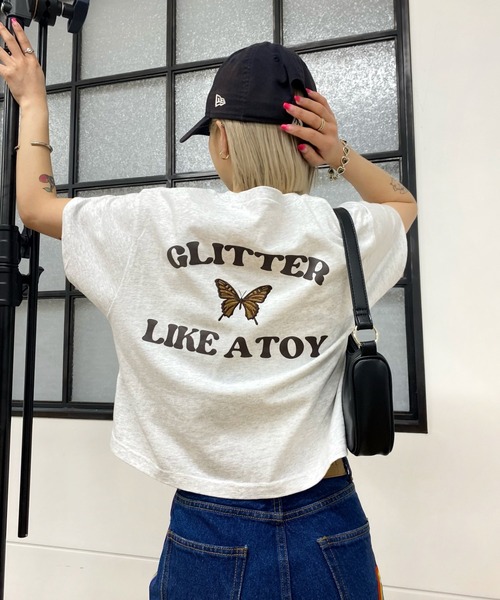 WHO'S WHO gallery（フーズフーギャラリー）の「GLITTERバタフライコンパクトTEE（Tシャツ/カットソー・レディース・ボルドー/アッシュグレー/サックスブルー/ブラック/オフホワイト・FREE）」の17枚目の写真