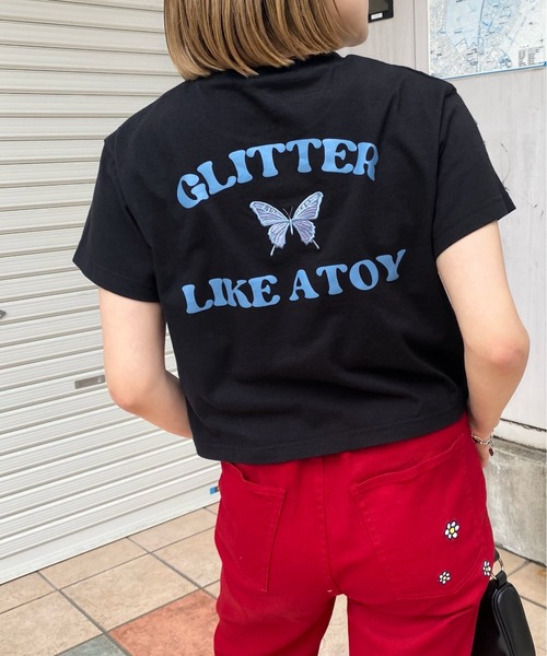 WHO'S WHO gallery（フーズフーギャラリー）の「GLITTERバタフライコンパクトTEE（Tシャツ/カットソー・レディース・ボルドー/アッシュグレー/サックスブルー/ブラック/オフホワイト・FREE）」の20枚目の写真