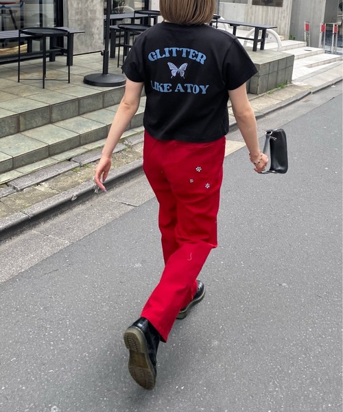 WHO'S WHO gallery（フーズフーギャラリー）の「GLITTERバタフライコンパクトTEE（Tシャツ/カットソー・レディース・ボルドー/アッシュグレー/サックスブルー/ブラック/オフホワイト・FREE）」の15枚目の写真