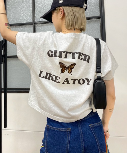 WHO'S WHO gallery（フーズフーギャラリー）の「GLITTERバタフライコンパクトTEE（Tシャツ/カットソー・レディース・ボルドー/アッシュグレー/サックスブルー/ブラック/オフホワイト・FREE）」の8枚目の写真