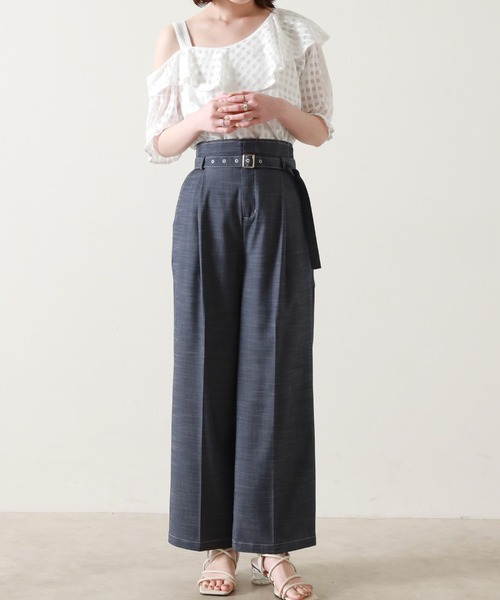 Cheek（チーク）の「【サイズ展開あり】ベルト付きハイウエストパンツ（その他パンツ・レディース・ネイビー/キャメル・SMALL/MEDIUM）」の18枚目の写真