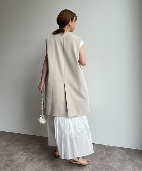 DouDou（ドゥドゥ）の「コットンシルクタックスカート（スカート・レディース・チャコールグレー/スカイブルー/オフホワイト・FREE）」の15枚目の写真