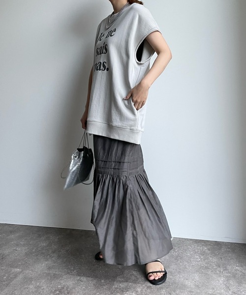 DouDou（ドゥドゥ）の「コットンシルクタックスカート（スカート・レディース・チャコールグレー/スカイブルー/オフホワイト・FREE）」の19枚目の写真
